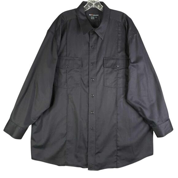 5.11 Tactical Series Button Down Shirt Mens 2XL Black LS Pockets Utility - Picture 2 of 8